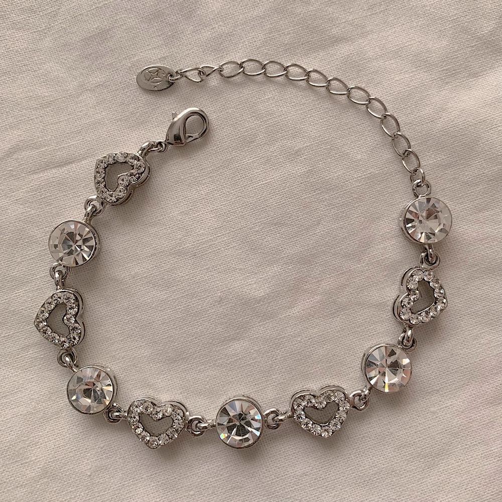 ✨💎Y2K Sparkly Heart and Round Cut Diamond CZ Bracelet